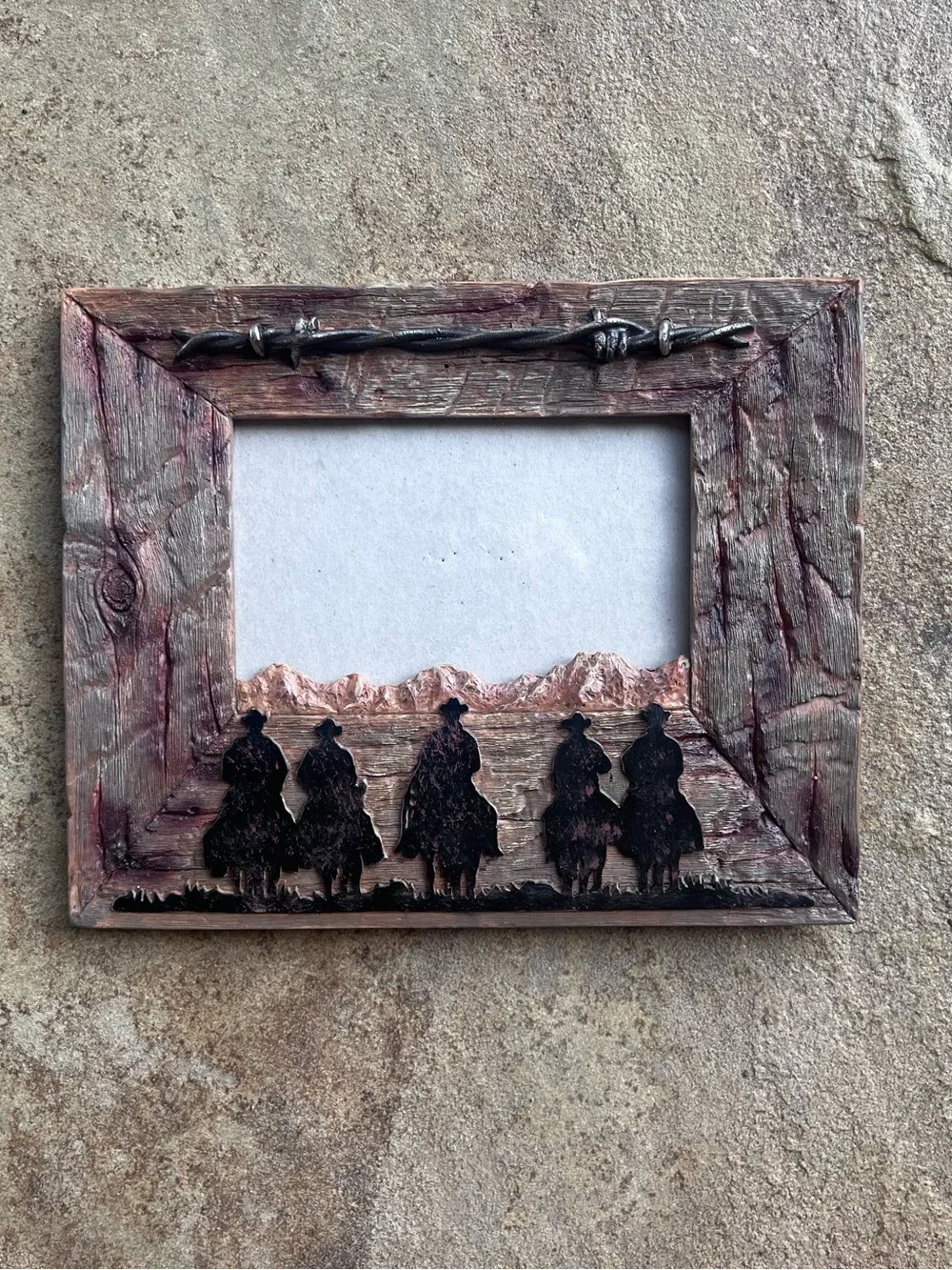 Hobby Lobby Rustic Brown Cowboy Silhouette Picture Frame